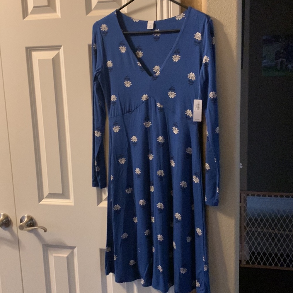 Old Navy Long Sleeve Dress Royal Blue Floral